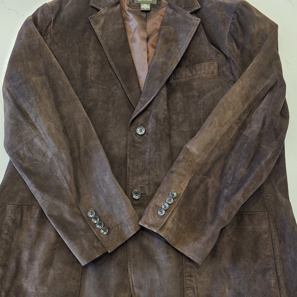 Eddie Bauer Brown Mens XL Suede Trench Coat